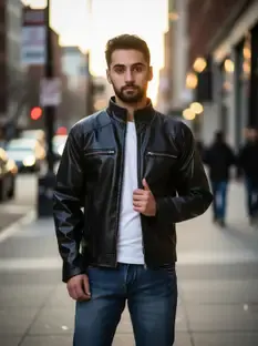 TOPQORE Men Leather Jacket