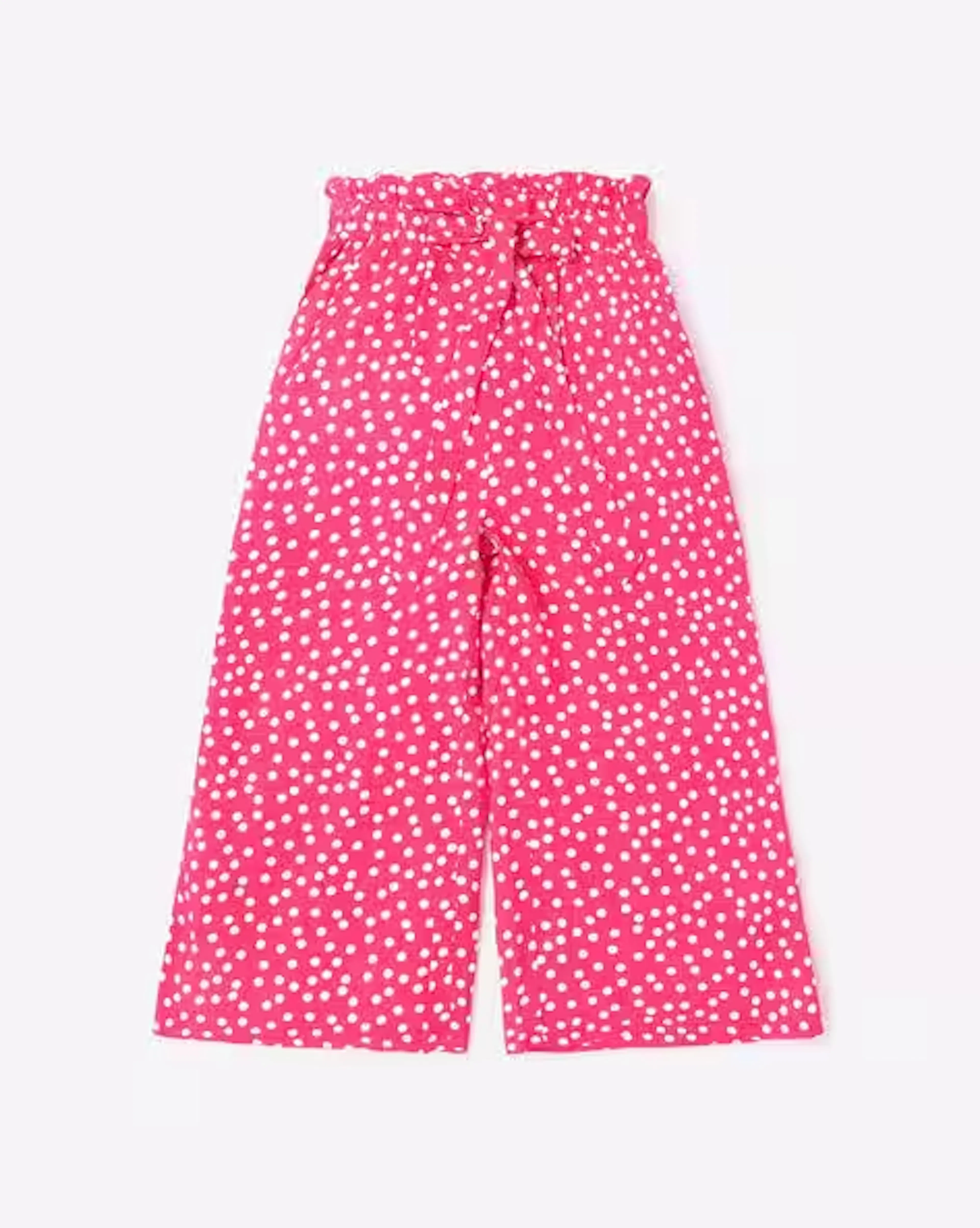 Polka Dot Print Culottes with Waist Tie-Up
