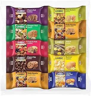 Unibic Cookies Assorted, 67.5G/75 G(Pack Of 10)|Biscuits Combo Pack|Choco Chip|Butter | Fruit&Nut||Honey Oatmeal I Cashew I Jeera I Digestive I 675G/750G Weight may vary
