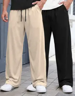 MADBROS Solid Men Beige, Black Track Pants