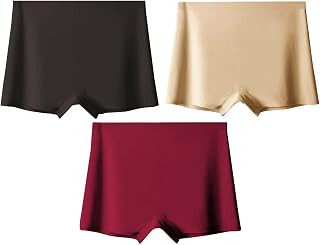 LOURYN KOULYNWomen's Ice Silk Seamless Boyshort Panty, (Pack of 3 Panty)