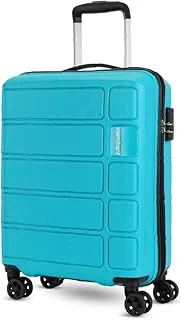 Kamiliantby American Tourister Small Harrier Edge 8W 56 Cms Cabin (PP) Hard Sided 8 Wheels Spinner Luggage/Suitcase/Trolley Bag (Coral Blue) (Double Wheel)