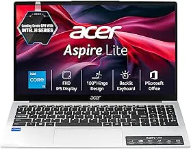AcerAspire Lite, Intel Core i5-12450H,12th Gen,16GB/512GB SSD, FHD IPS, 15.6"/39.62cm, Win11 H, Office 2024 + M365, Pure Silver, 1.7KG, AL15-52H, Backlit KB, Thin & Light Laptop