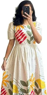 ROYALICAWomen's Pure Cotton Maxi Midi Dress Western Dress for Women Elegant Floral Printed Long Dresses | Soft & Breathable Fabric | Casual Trending Dress for Women