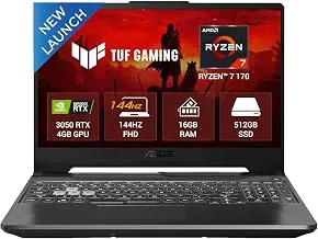 ASUSTUF A15, AMD Ryzen 7 170, RTX 3050-4GB, 16GB RAM (Upgradeable), 512GB SSD, FHD, 15.6"(39.6 cm),Windows 11 Home,Graphite Black, 2.3 Kg, FA506NCQ-HN006W, Gaming Laptop