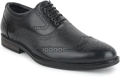 LibertyFortune Black & Brown Oxford Formal Shoes for Men - Leather-Look