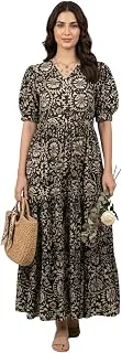 Leriya FashionWomen Maxi Dress for | Woman Stylish V Neck Puff Sleeve One Piece Dresses | Long A Line Flared Dresse's for Womens
