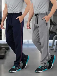 FEEL TRACK Solid Men Dark Blue, Grey Track Pants