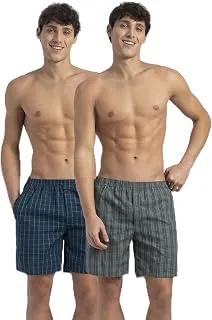 Jockey1223 Men Super Combed Mercerized Cotton Woven Checkered Boxer Shorts with Side Pocket