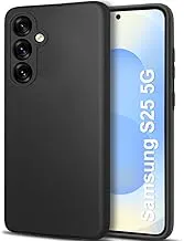 TheGiftKart Sleek Back Cover Case for Samsung Galaxy S25 5G | Slim Fit Protective Design | Ultra Matte Finish | Camera Protection Bump | Soft Silicon Back Cover Case for Samsung S25 (Silicone, Black)