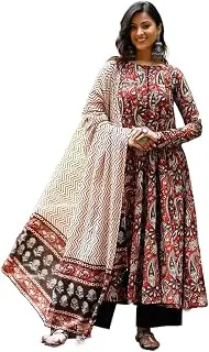 NermosaWomen Printed Anarkali Kurta and Pant Set with Dupatta