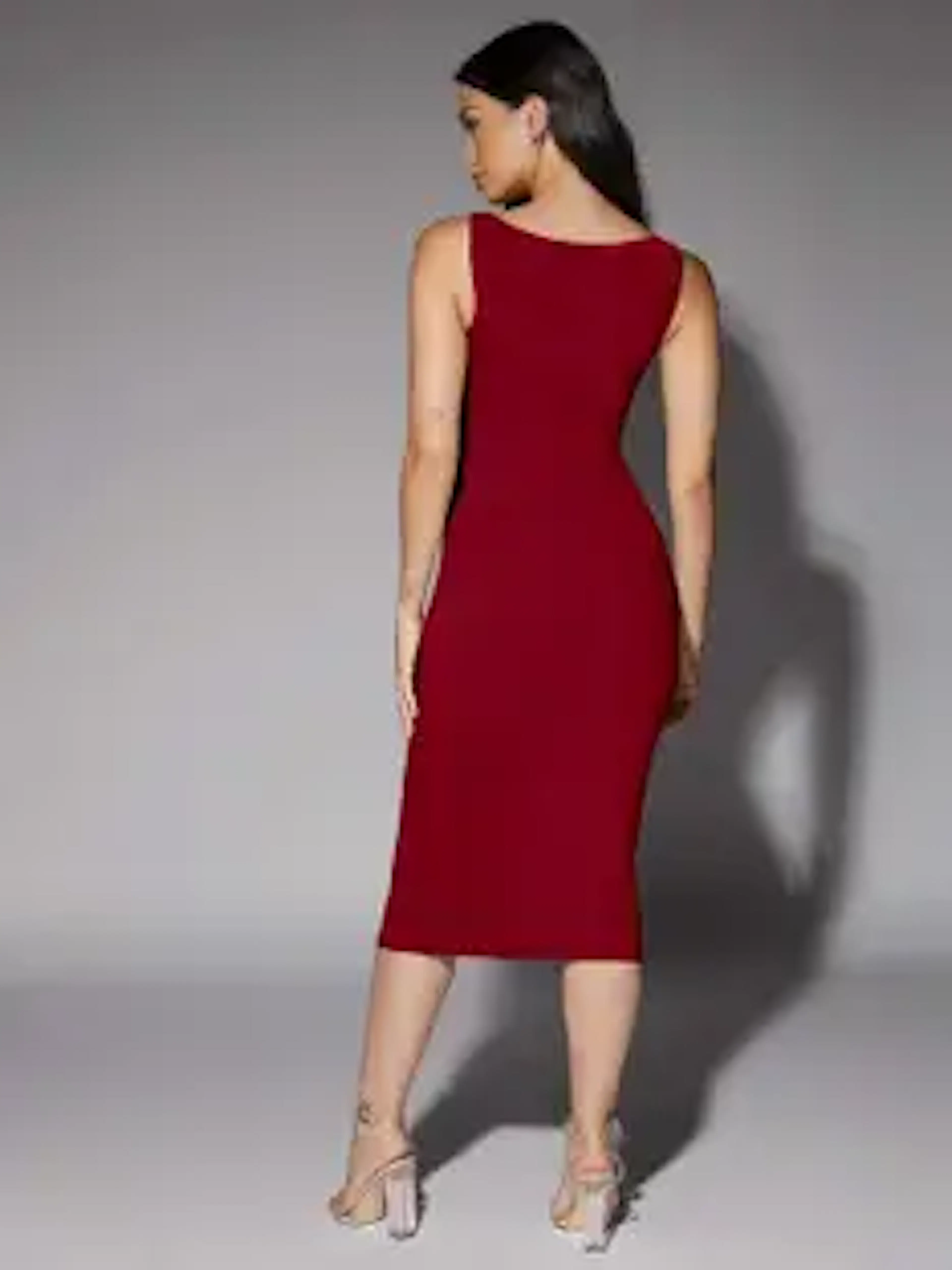 AS FASIONZ Women Bodycon Maroon Midi/Calf Length Dress