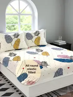 EXFAB 244 TC Cotton, Microfiber Double King Printed Bedsheet
