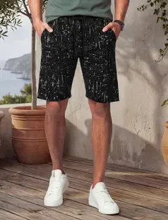 FEEL TRACK Printed Men Black Bermuda Shorts, Regular Shorts, Basic Shorts