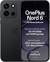 OnePlusNord 6 | 8GB+256GB | Pitch Black | Snapdragon 8s Gen 4 | Segment's First Stable 165FPS Gaming | Segment's Largest 9000mAh Battery | Most Complete IP Rating | Personalized AI