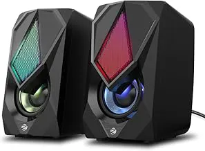 ZEBRONICS Zeb-Warrior II 10 watts 2.0 Multimedia Speaker with RGB Lights, USB Powered, AUX Input, Volume Control Pod for PC, Laptops, Desktop