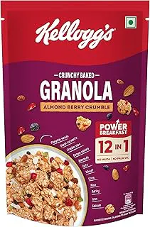 Kellogg’s Crunchy Almond Berry Crumble Granola 450g | 12-In-1 Power Breakfast | No Maida, No Palm Oil | Source of Protein & Fibre | Baked Multigrain Clusters