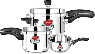 Pigeon By Stovekraft Special Stainless Steel Pressure Cooker with Outer Lid Induction and Gas Stove Compatible 2, 3, 5 Litre Capacity for Healthy Cooking(Special comb pack -IB)