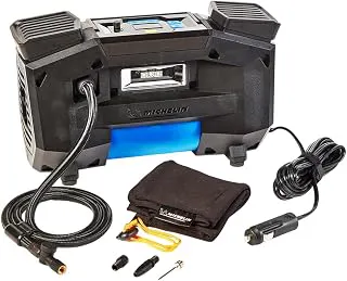 Michelin 12314 Programmable Digital 4X4/SUV Digital Tyre Inflator, Direct Drive Technology, 0-35PSI in 1.30mins*, Bleed Valve to Remove Excess Air, LED Light, Adaptors, with Carry Pouch, Black