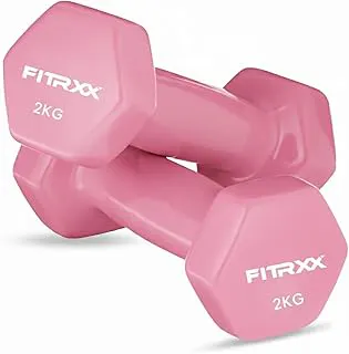 FITRXXVinyl Dumbbells 2 kg | Men and Women | Non-Slippery Dumbbell for Home and Gym | Full Body Workout | (Set of 2)