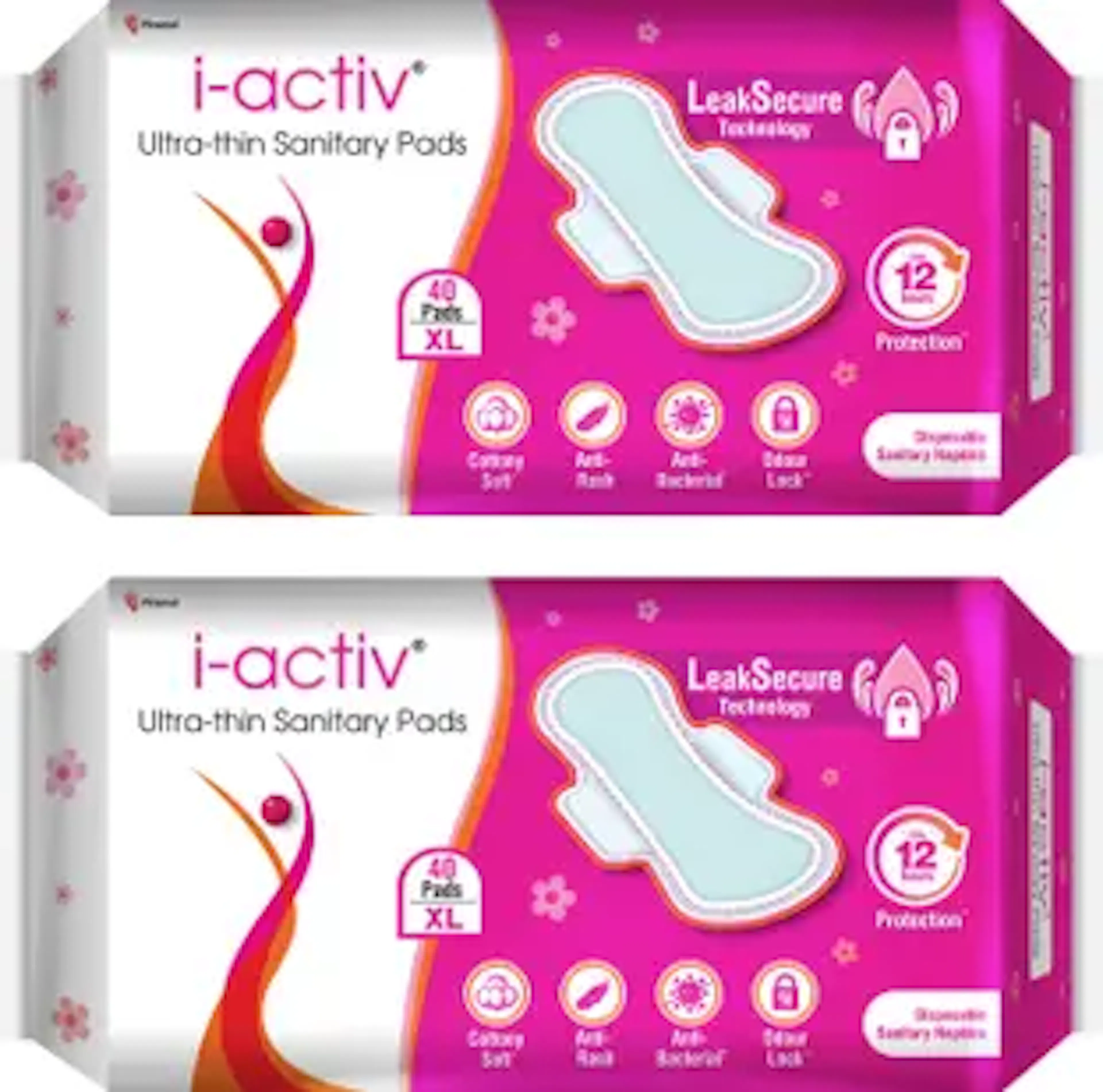 i-activ Anti-Rash Sanitary Napkins Upto 12 hrs Heavy Flow Leak protection, XL Ultra Thin Sanitary Pad
