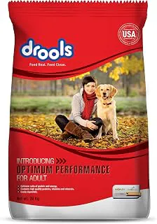 Drools Adult Dry Dog Food Optimum Performance 20kg Pack | Chicken Flavour | Essential Proteins, Vitamins & Minerals | Optimum Ratio of Protein & Energy | Easily Digestible