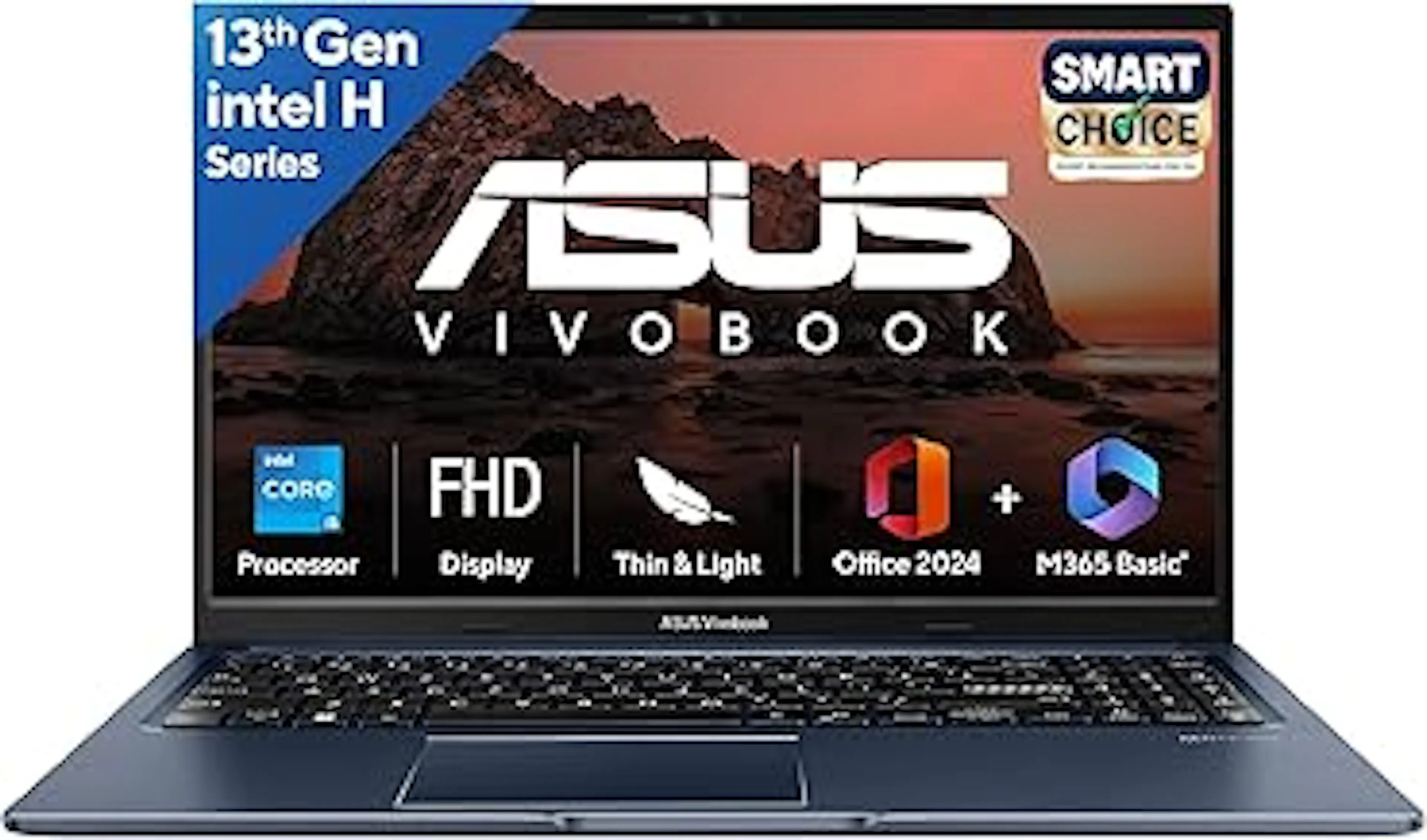 ASUS Vivobook 15, Smartchoice,Intel Core i5 13th Gen 13420H,16GB RAM, 512GB SSD, FHD 15.6",Windows 11, Office Home 2024, Quiet Blue, 1.70 kg, X1502VA-BQ836WS,Intel UHD iGPU, M365 Basic (1Year)* Laptop