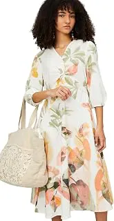 MaxWomen's Cotton A-Line Midi Casual Dress