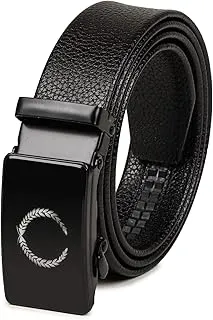 VOGARDMen's Vegan Leather Belt for Men | Formal & Casual | Autolock Buckle,Black | Fit all size upto 40 Inches Waist size