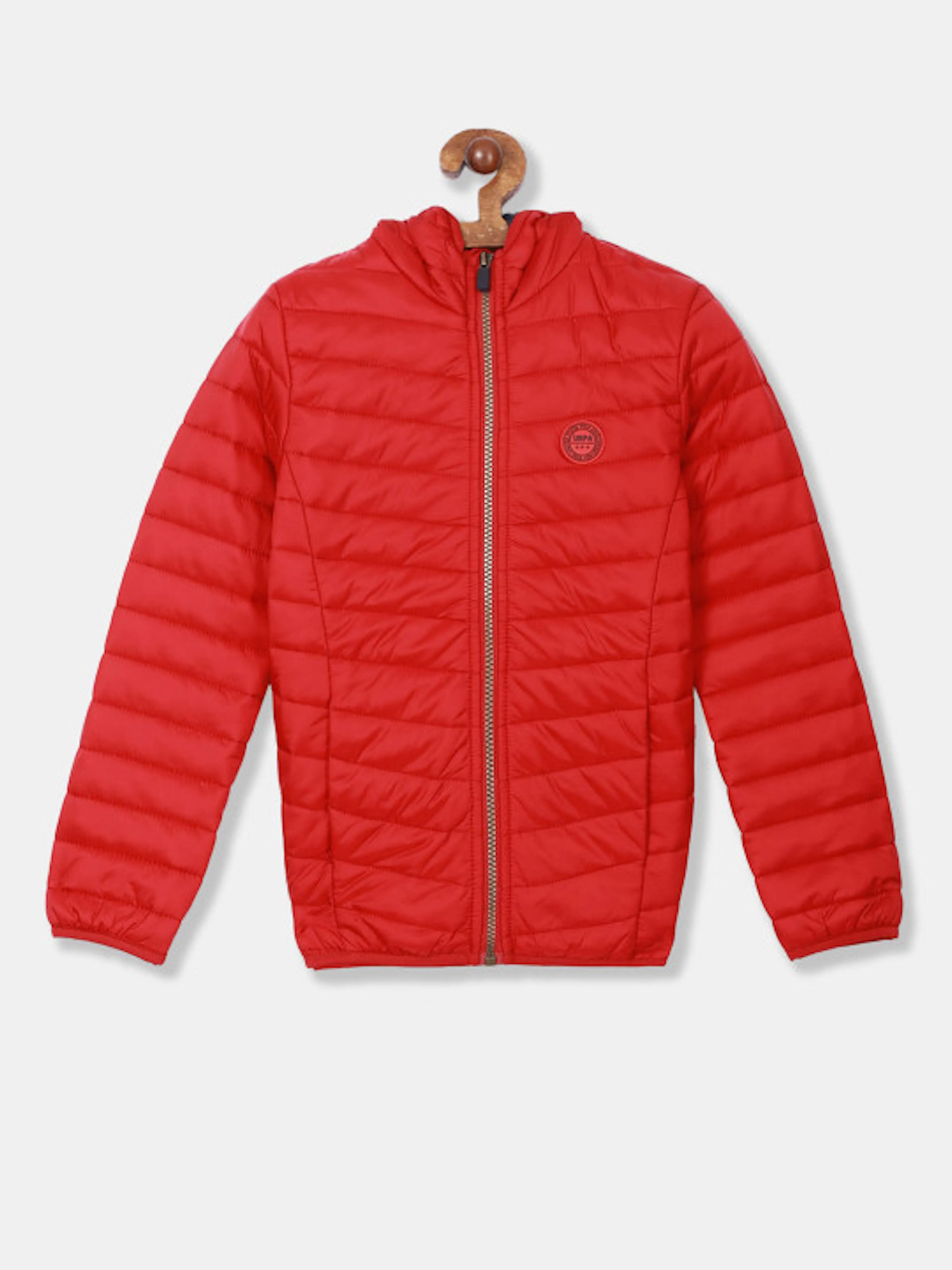 U.S. Polo Assn. Kids Boys Red Solid Puffer Jacket