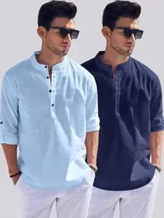 ZARTHA Men Solid Straight Kurta