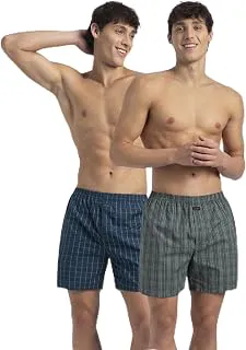 Jockey1222 Men Super Combed Mercerized Cotton Woven Checkered Boxer Shorts with Back Pocket