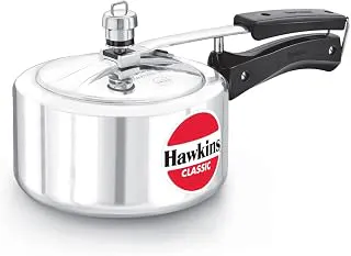 Hawkins Classic 2 Litre Pressure Cooker | Straight Body | Gas Compatible | Ideal for 2–3 persons | ISI Certified | 5 Year Guarantee | Silver (CL20)
