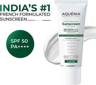 Aqueria Sunscreen - SPF 50 PA++++ Oil Control Brightening French Multi-Active SPF | 2% Niacinamide, Salicylic Acid