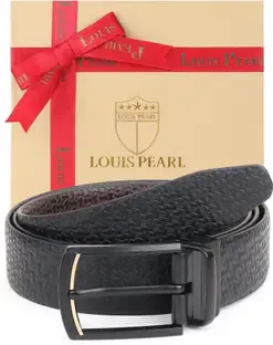 Louis Pearl Men Formal, Casual, Evening Black, Brown Genuine Leather Reversible Belt