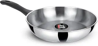 Milton Pro Cook Induction Cookware & Gas Stove Friendly Stainless Steel Sandwich Bottom Fry Pan 20 cm | 3 Layer Base Heavy Bottom Frying Pan | Even & Fast Cooking | Scratch Resistant | 2 Year Warranty Stainless Steel