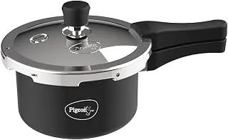 Pigeon Aluminium Hard Anodised Pressure Cooker Outer Lid with Induction Base (Black, 1.5 litres)