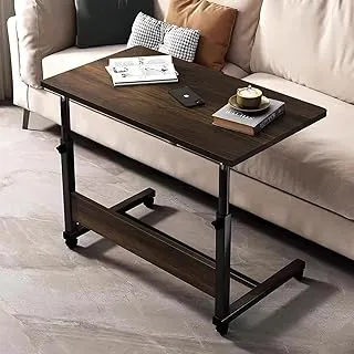 Torche Ironwood Multipurpose Height Adjustable Movable Table for Computer & Laptop Table with Wheels (Small-Dark Oak)-Black Frame