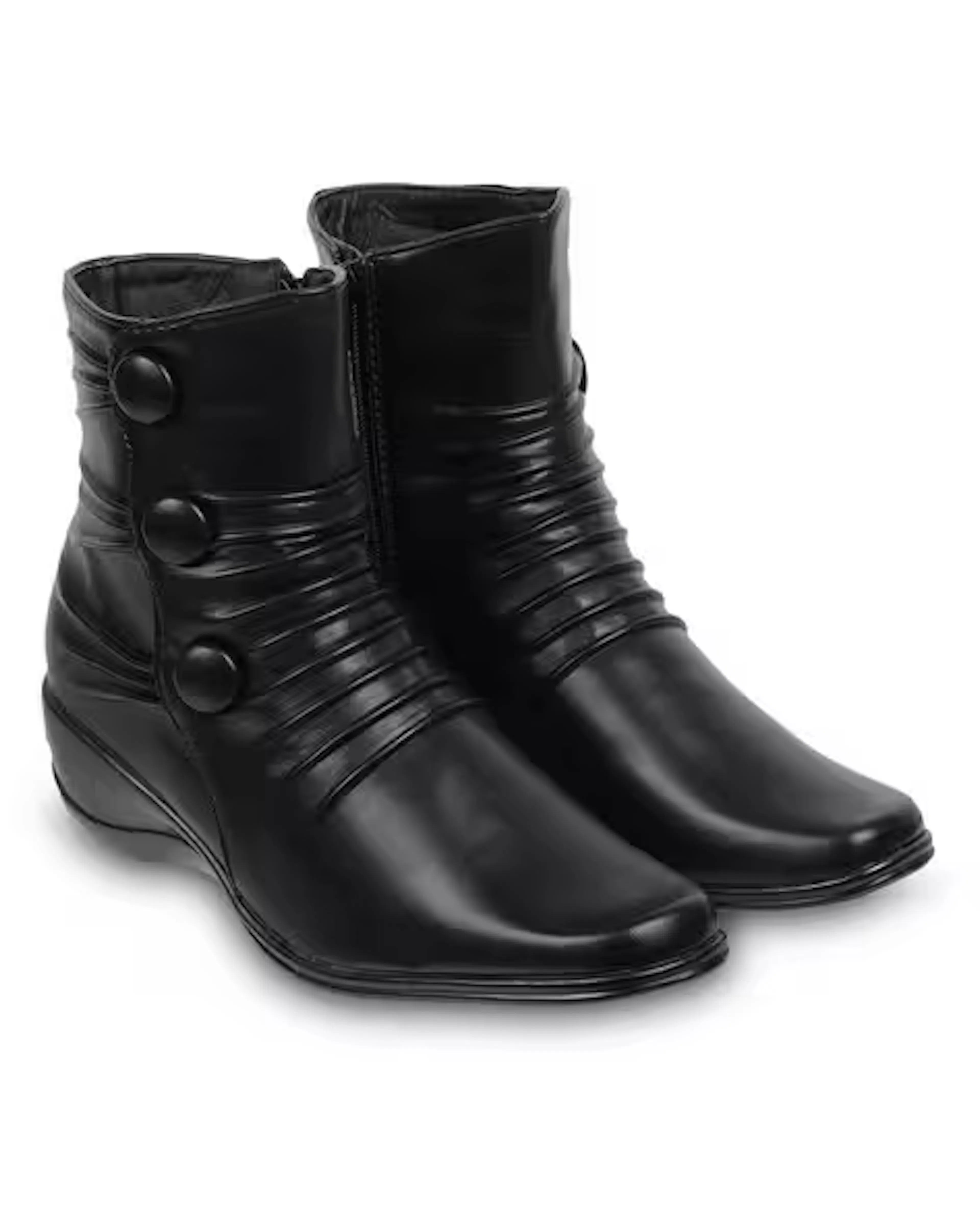 Ankle-Length Boots with Side Zipper