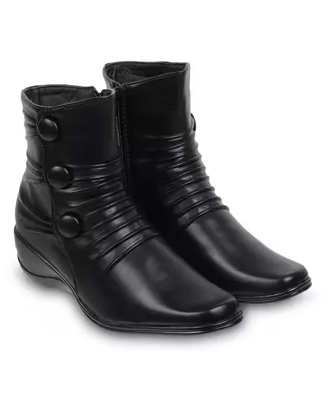 Ankle-Length Boots with Side Zipper