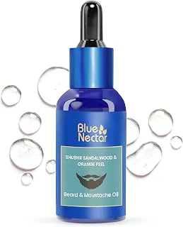 Blue NectarBeard Oil for Men | Natural Beard & Moustache Growth Oil for Stronger, Fuller & Thicker Beard | Lightweight & Itch-Free Formula | Sandalwood & Orange Peel (10 Herbs, 30ml)