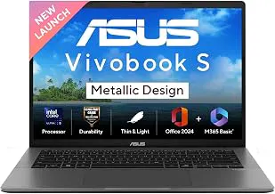ASUSVivobook S14, Intel Core Ultra 5 225H, Intel iGPU,16GB RAM,512GB SSD,FHD+,14",60Hz,Windows 11,M365 Basic (1Year)*,Office Home 2024,Matte Gray,1.4 Kg, S3407CA-LY057WS, Metallic Design Laptop