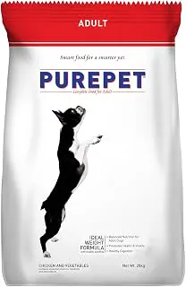 Purepet Adult Dry Dog Food 20kg | Chicken & Vegetable Flavour | Promotes Health & Vitality | Balanced Nutrition | Supports Digestive Health