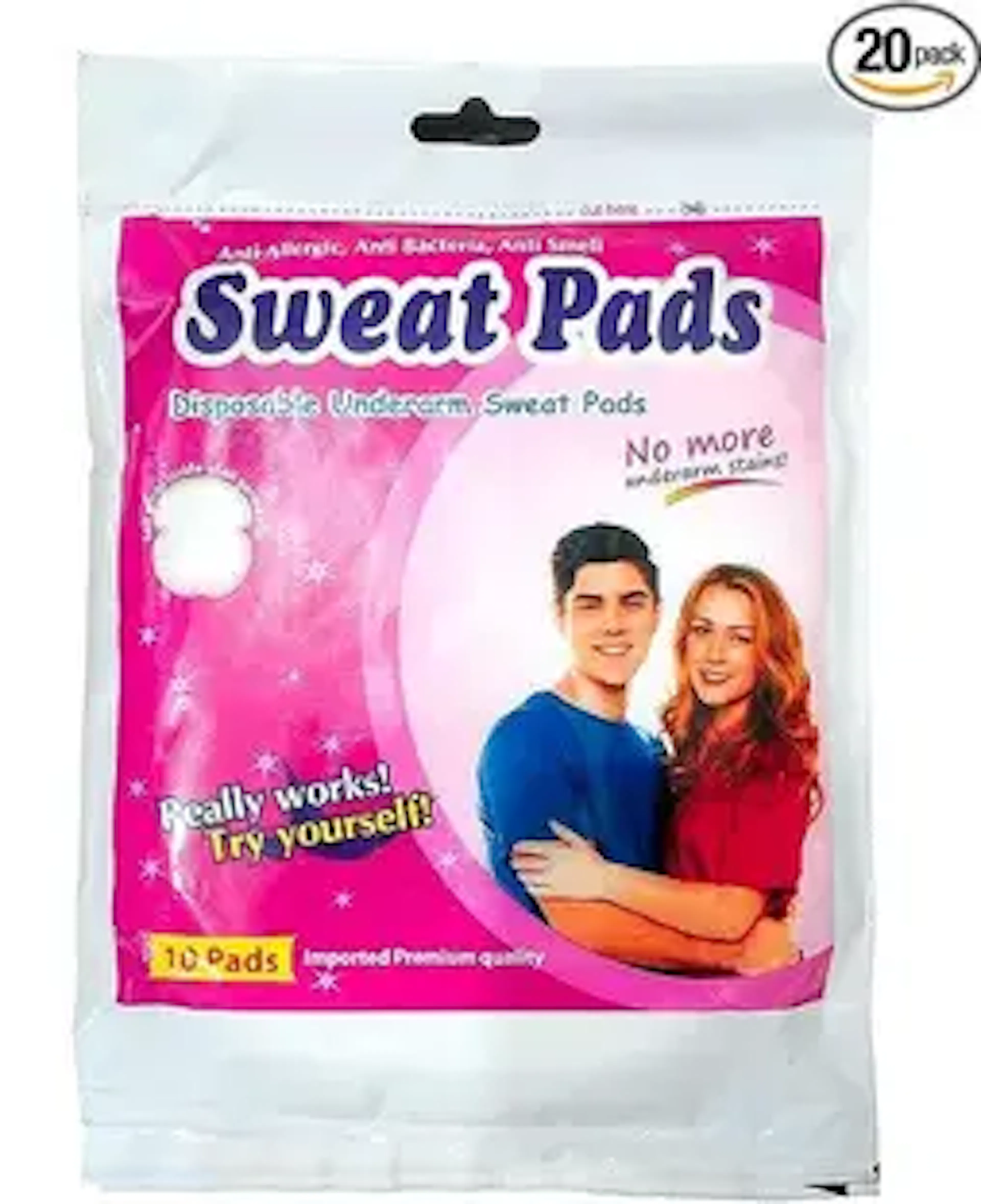 Preema Disposable Underarm Sweat Pads for Men and Women, 20 Pads Cotton Anti Allergic Sweat Pads