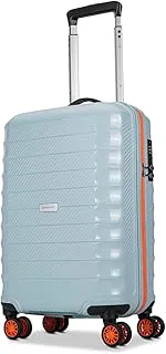 AristocratAltitude 8 Wheel Cabin (Small Size) Hard Case Trolley Bag | Combination Lock |Tough and Durable Polypropylene Luggage | 3 Year International Warranty| 58 CM Suitcase for Travel| Surf Spray
