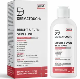 Dermatouch Bright & Even Skin Tone Gentle Cleanser | Helps Reduce Dark Spots & Uneven Tone | pH 5.5 Daily Face Wash