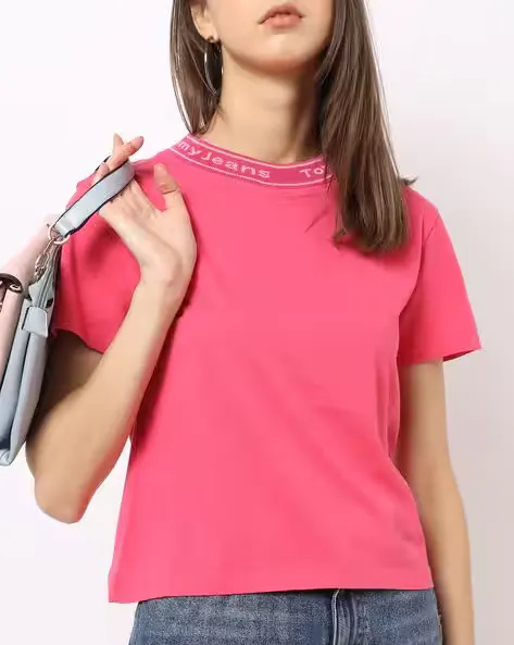 Crew-Neck T-shirt with Typographic Neckline