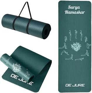 De Jure Fitness Yoga Mat for Women and Men, 10mm Extra Thick Non-Slip NBR Exercise Mat for Yoga, Pilates, Gym & Floor Workouts - with Carry Strap