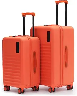 MOKOBARAAisle Trunk Set of 2 Luggage Trolley Bag,Cabin(40L)+Check-in(70L),Polycarbonate Hardshell,Frosted Hardware,TSA Lock,YKK Zippers,8 Silent Wheels,for 18-21 Day Travel,Orange(Stardust)