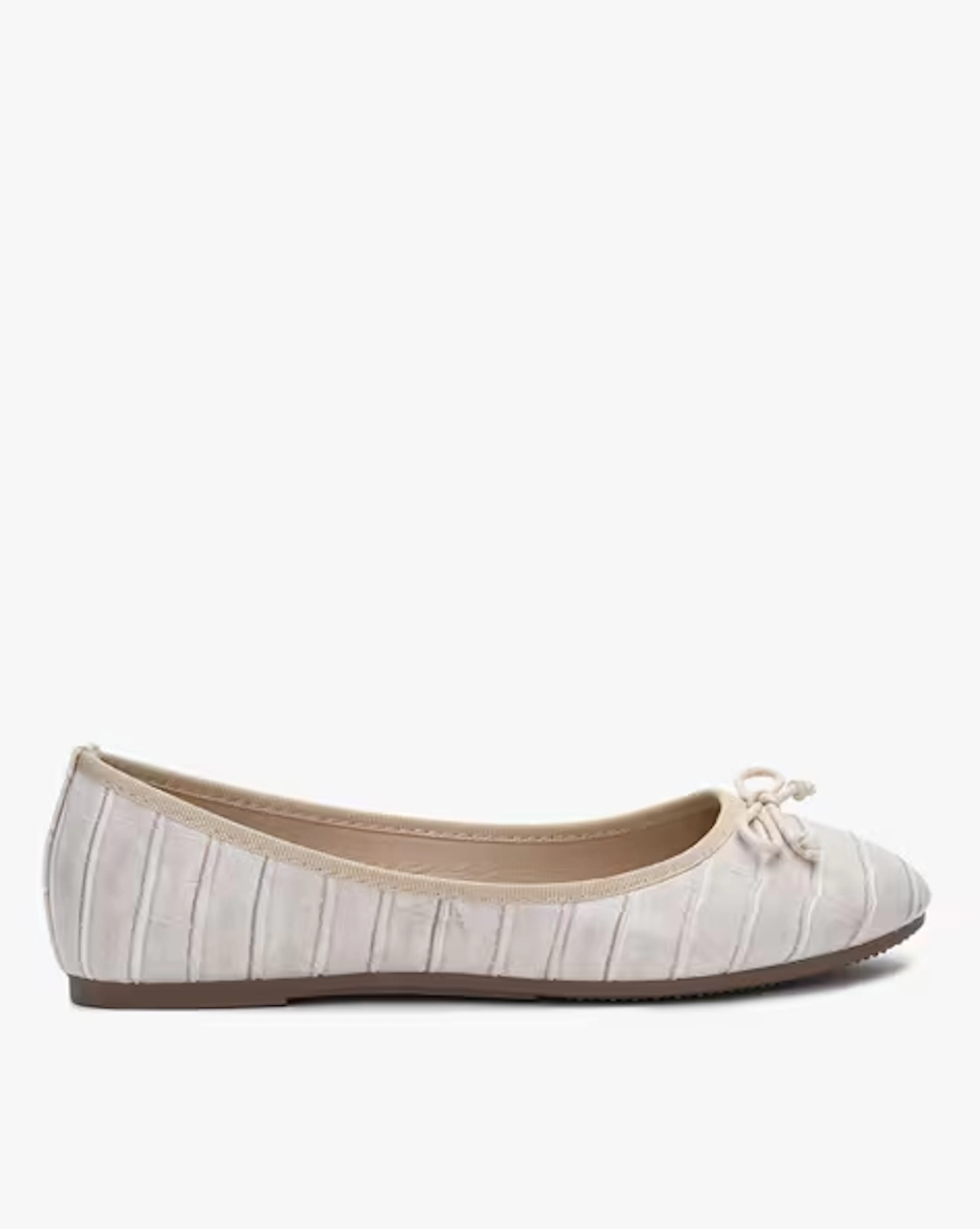 Croc-Embossed Round-Toe Ballerinas
